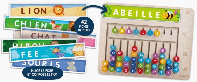 Montessori Compose-mots Lisciani, tableau de lettres à glisser