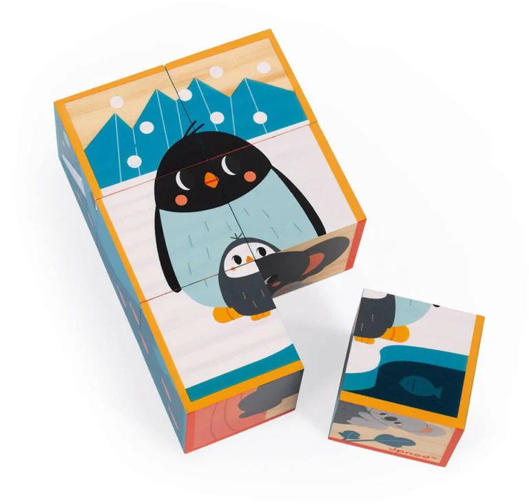 Six cubes en bois animaux Janod