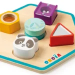 Cinq cubes d&rsquo;éveil en bois Okoia