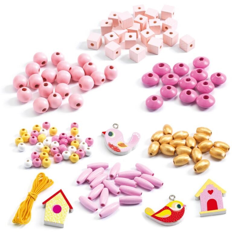 Coffret 450 perles en bois Oiseaux Djeco