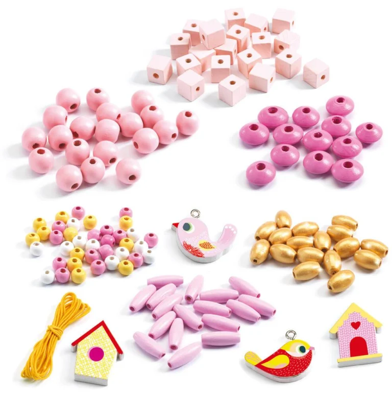 Coffret 450 perles en bois Oiseaux Djeco