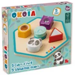 Cinq cubes d’Ă©veil en bois Okoia