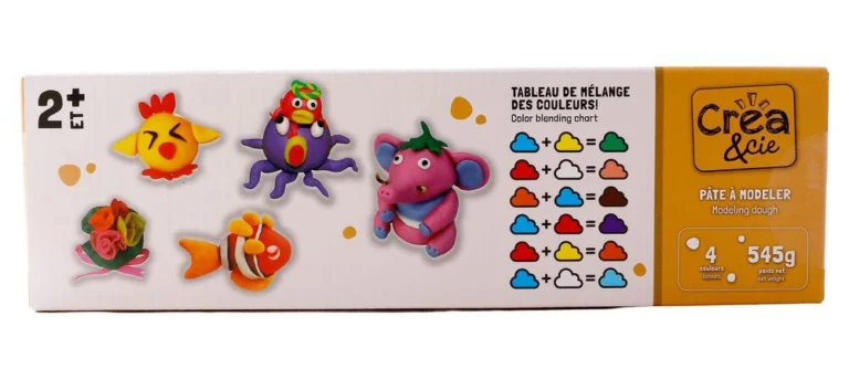 4 pots de pâte à modeler couleurs vives Créa & Cie