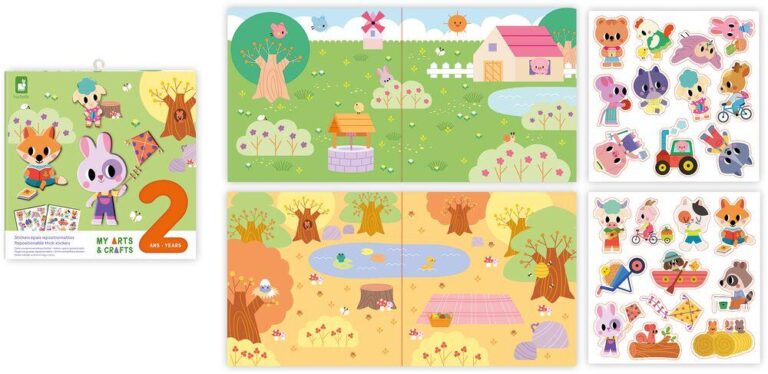 Stickers épais repositionnables Janod, forêt et ferme