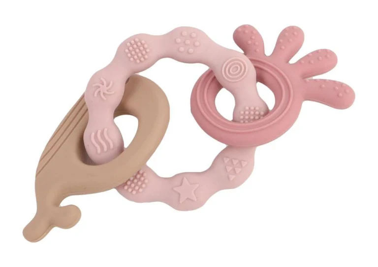 Anneau de Dentition Silicone Animaux Marins Rose MGM