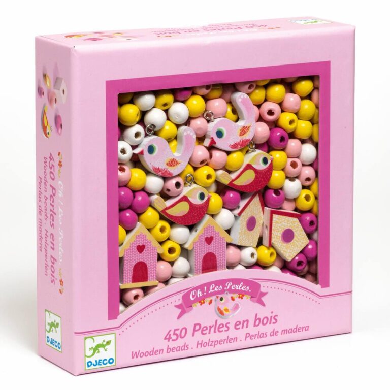 Coffret 450 perles en bois Oiseaux Djeco