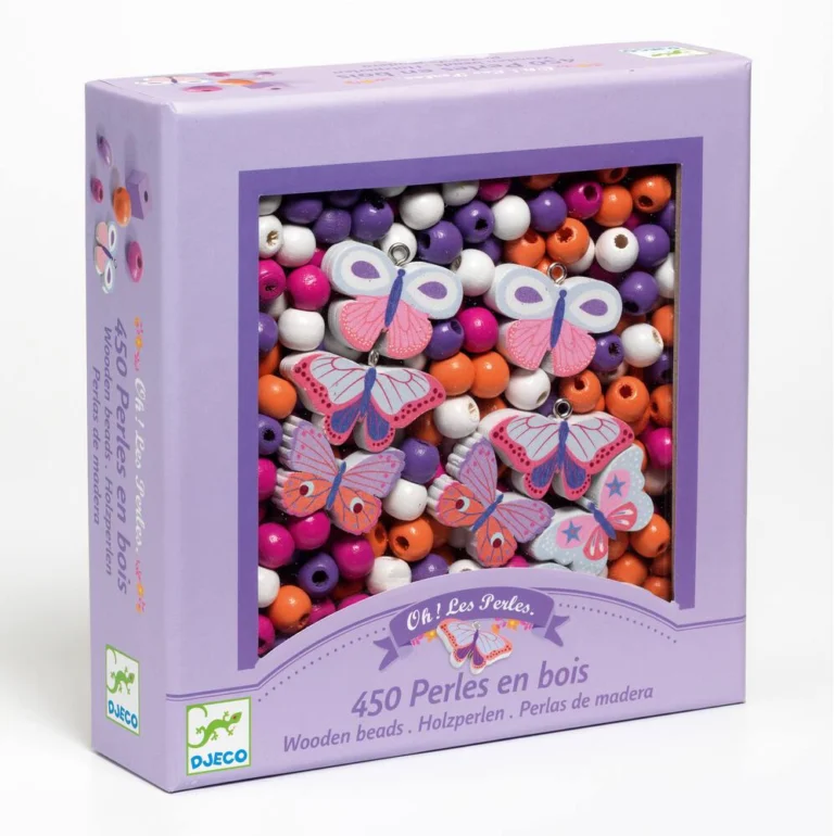 Coffret perles en bois Papillons Djeco