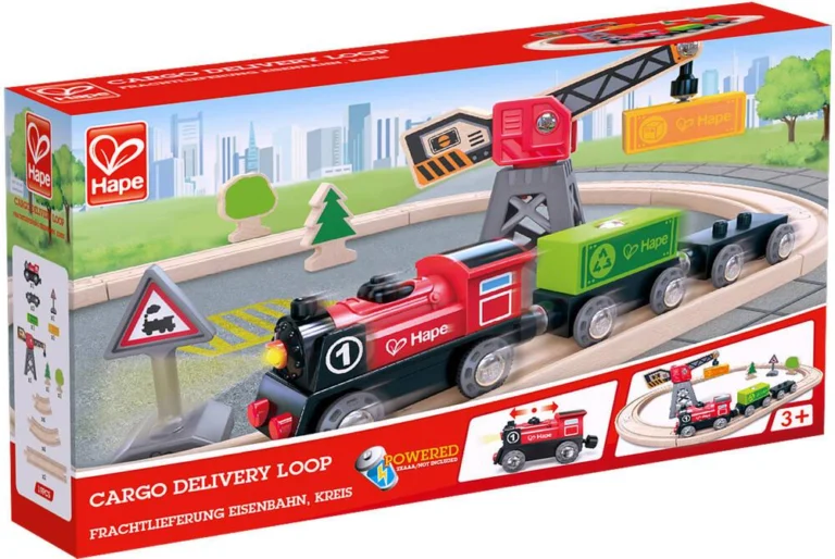 Circuit de train Hape Marchandises avec grue magnétique