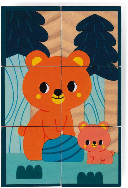 Six cubes en bois animaux Janod