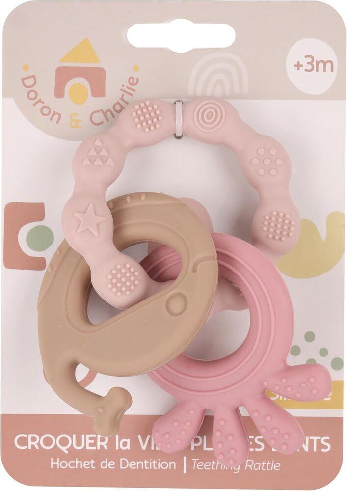 Anneau de Dentition Silicone Animaux Marins Rose MGM